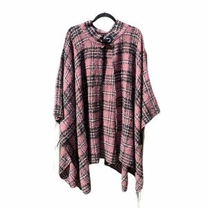 Torrid purple, black & white plaid poncho